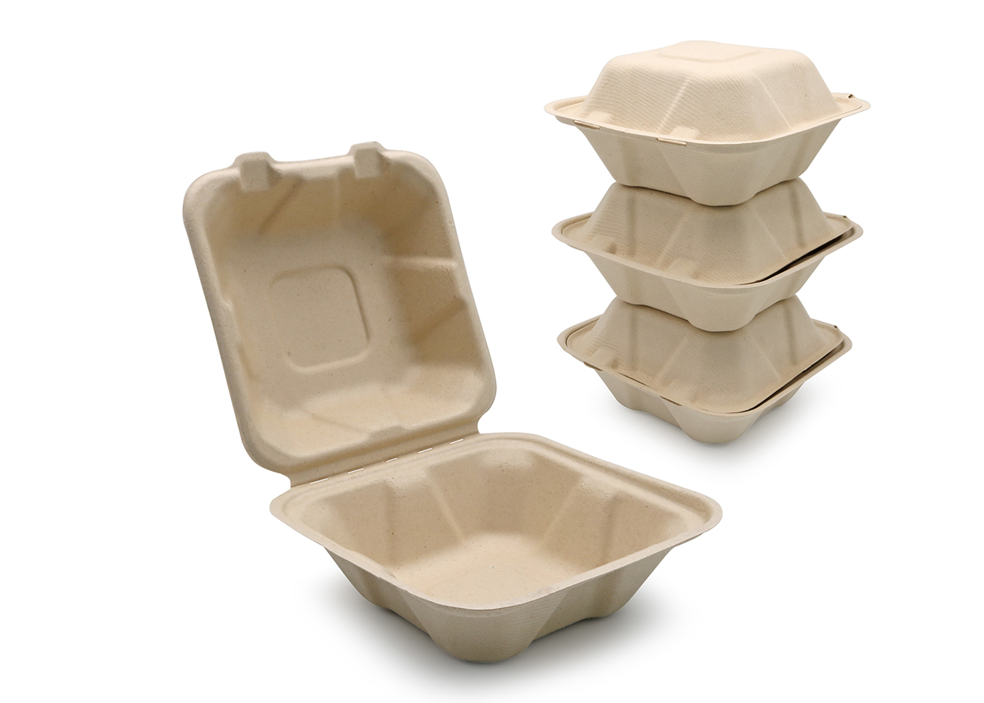 Molded fiber clamshell containers